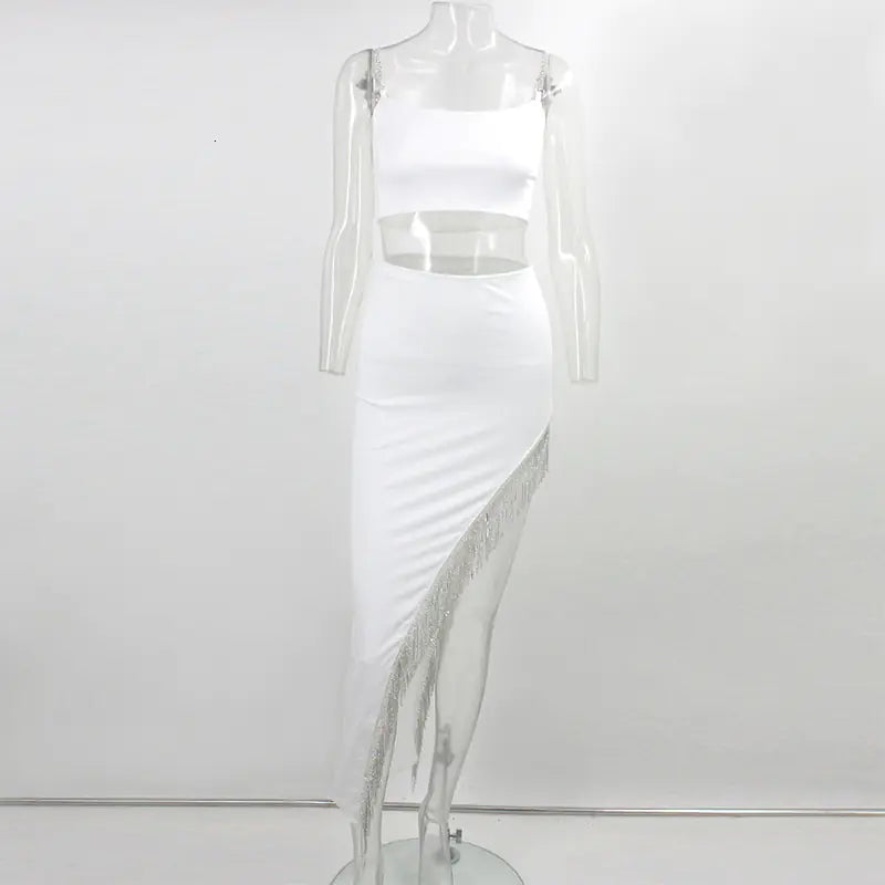 Women's Tassel Irregular Skirt Two-Piece Set